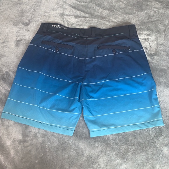 Ring of Fire Swim Trunks Board Shorts Ombré Blue Striped Men Size 36 New - Picture 2 of 5